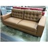 Image 2 : CARAMEL BROWN LEATHER 3 SEAT SOFA