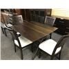 Image 1 : AMELIA 4' X 4' SOLID WOOD BUTTERFLY TABLE WITH 4 MATCHING PADDED DINING CHAIRS