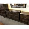 Image 1 : DARK WOOD 7 DRAWER DRESSER WITH 4 DRAWER FILE CABINET AND A 3 DRAWER NIGHT STAND