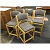 Image 1 : 5 SOLID OAK PATTERNED 25" HIGH PADDED CHAIRS