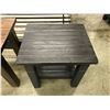 Image 2 : HAND SCRAPED DARK WOOD 6' "MOUNTAIN" WINE SERVER WITH MATCHING END TABLE