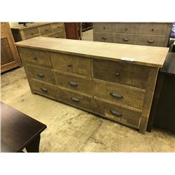 WOODWORKS "DAKOTA" ANTIQUE NATURAL SOLID MAPLE 9 DRAWER DRESSER