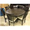 Image 1 : DARK WOOD 48" ROUND DINING TABLE WITH 6 MATCHING PADDED DINING CHAIRS