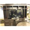 Image 2 : DARK WOOD 8.5' X 7.5' TV CONSOLE/ENTERTAINMENT STAND