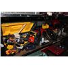 Image 2 : SHELF OF TOOLS INCLUDING DRILLS, LIGHTS, HAMMERS & WRENCHES, JOBSITE RADIO, WELDING MASK AND MORE