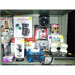 LOT INCLUDING SUNBEAM COFFEE MAKER & TOASTER, SALTON WAFFLE IRON & SCALE, CONAIR MINI STRAIGHTENING