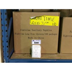 PALLET INCLUDING 17 BOXES OF NIGHTTIME LONG 31CM FEMININE SANITARY NAPKINS 12 PCS / 100 PACKS