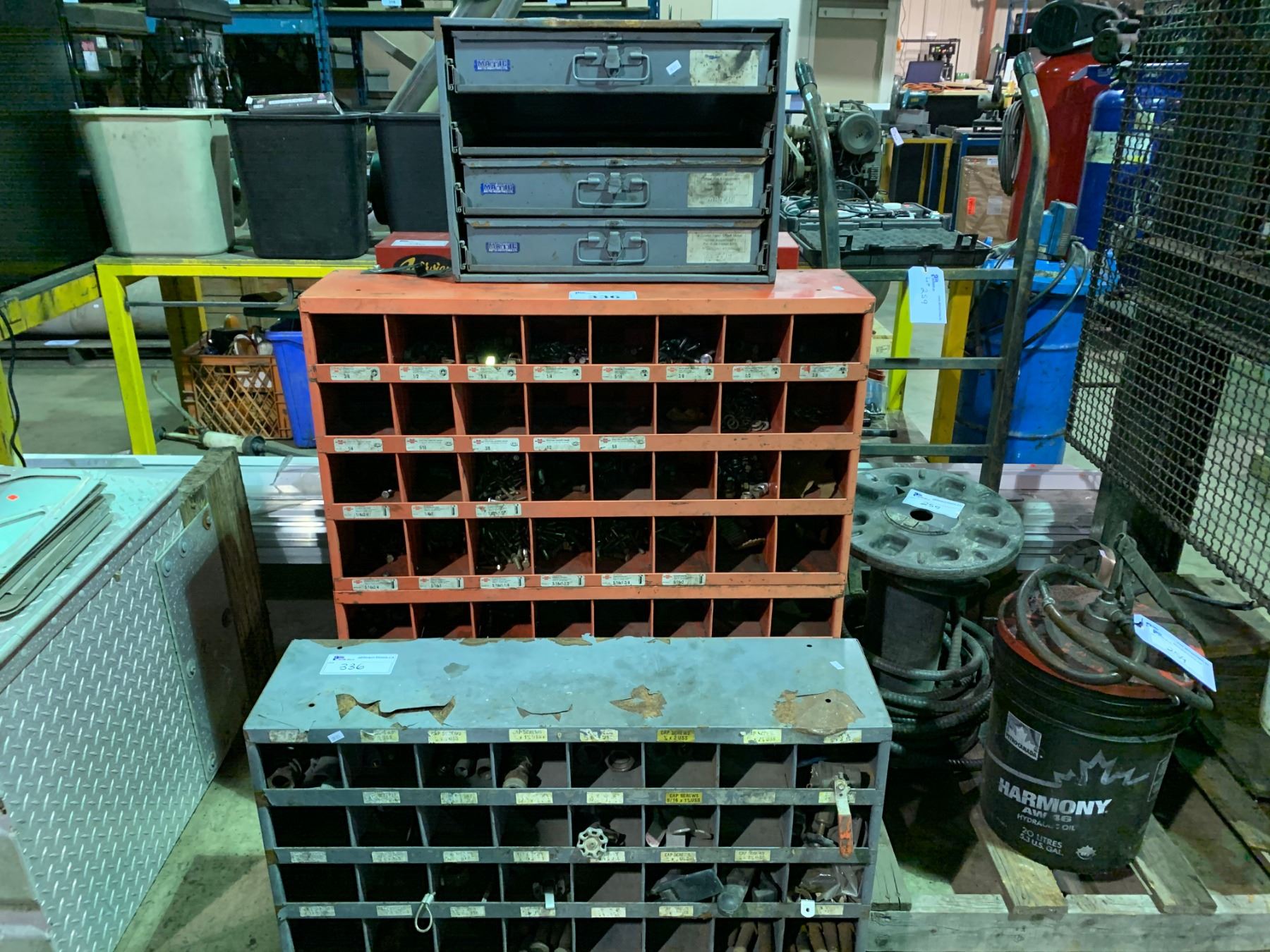 ASSORTED LOT OF HARDWARE STORAGE BINS