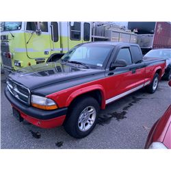 2004 DODGE DAKOTA, 2DR PU, RED/BLACK, VIN # 1D7GL32K44S679485