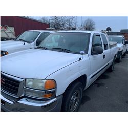 2003 GMC SIERRA 15, PU, WHITE, VIN # 1GTEC19V03Z134752