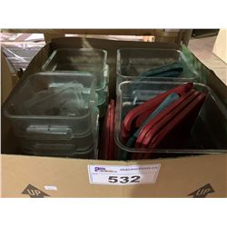 BOX OF ASSORTED STORAGE CONTAINERS WITH LIDS