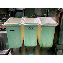 3 MOBILE PLASTIC STORAGE BINS