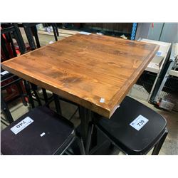 WOOD AND METAL 27" X  24" RESTAURANT GRADE TABLE