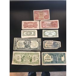 1917 $5; WW2 JAPANESE BILLS