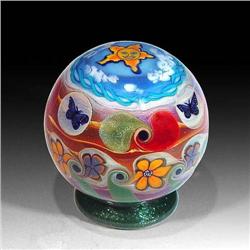 Jesse Taj Glass 2003 Miniature Footed Paperweight