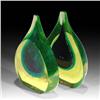 Image 1 : Pair of Yellow and Blue Abstract Paperweight Set
