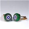 Image 1 : Saint Louis Pair of Millefiori Golden Cuff Links