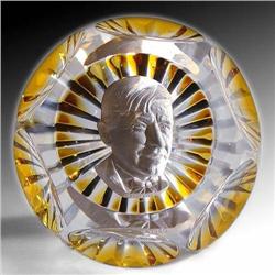 Baccarat Faceted Will Rogers Sulphide Paperweight