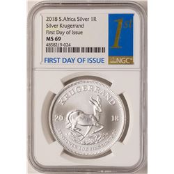 2018 South Africa Krugerrand Silver Coin NGC MS69 First Day of Issue