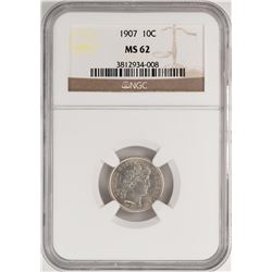 1907 Barber Dime Coin NGC MS62
