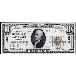 1929 $10 First NB of Saint Paul, MN CH# 203 National Currency Note