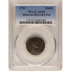 1723 Hibernia DEI.Gratia Farth Colonial Coin PCGS Genuine AU55