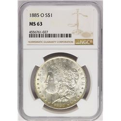 1885-O $1 Morgan Silver Dollar Coin NGC MS63 Amazing Toning