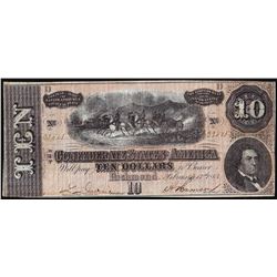 1864 $10 Confederate States of America Note