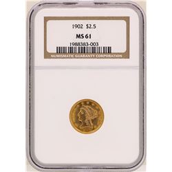 1902 $2 1/2 Liberty Head Quarter Eagle Gold Coin NGC MS61