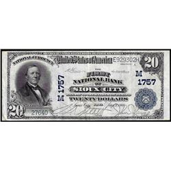 1902PB $20 First NB of Sioux City, Iowa CH# 1757 National Currency Note