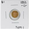 Image 1 : 1852-O Type 1 $1 Liberty Head Gold Dollar Coin