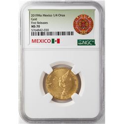 2019 Mo Mexico Libertad 1/4 Onza Gold Coin NGC MS70 First Releases