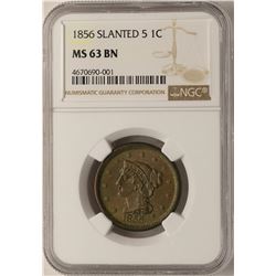 1856 Slanted 5 Braided Hair Large Cent Coin NGC MS63BN