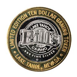 .999 Silver Bills Casino Lake Tahoe, Nevada $10 Limited Edition Gaming Token