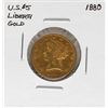 Image 1 : 1880 $5 Liberty Head Half Eagle Gold Coin