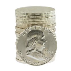Roll of (20) Brilliant Uncirculated 1953-D Franklin Half Dollar Coins