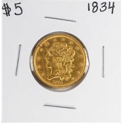 1834 $5 Classic Liberty Head Half Eagle Gold Coin