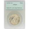 Image 1 : 1943-D Walking Liberty Half Dollar Coin PCGS MS64 Old Green Rattler