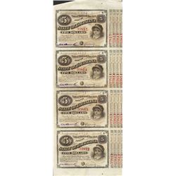 Uncut Sheet of (4) State of Louisiana Baby Bond Obsolete Notes