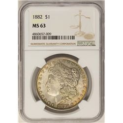 1882 $1 Morgan Silver Dollar Coin NGC MS63 Nice Toning