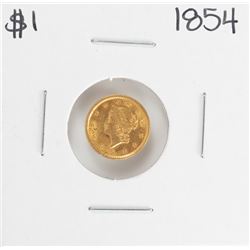 1854 $1 Liberty Head Gold Dollar Coin