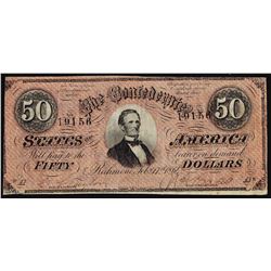 1864 $50 Confederate States of America Note