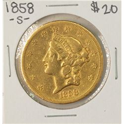 1858-S $20 Liberty Head Double Eagle Gold Coin