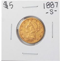 1887-S $5 Liberty Head Half Eagle Gold Coin