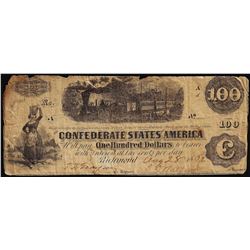 1862 $100 Confederate States of America Note