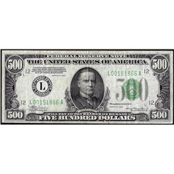 1934 $500 Federal Reserve Note San Francisco