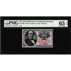 1874 25 Cents Fifth Issue Fractional Currency Note Fr.1309 PMG Gem Uncirculated 65EPQ