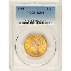 1901 $10 Liberty Head Eagle Gold Coin PCGS MS64