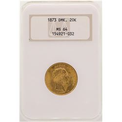1873 Denmark 20 Kroners Gold Coin NGC MS64