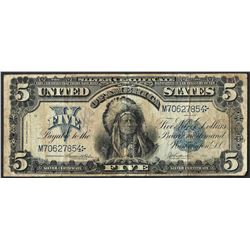 1899 $5 Indian Chief Silver Certificate Note